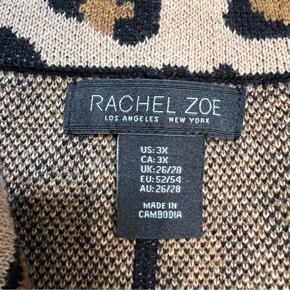 Rachel Zoe Animal Print Longline Zip Up Cardigan Knit Sweater Casual Warm 3X - Picture 8 of 13